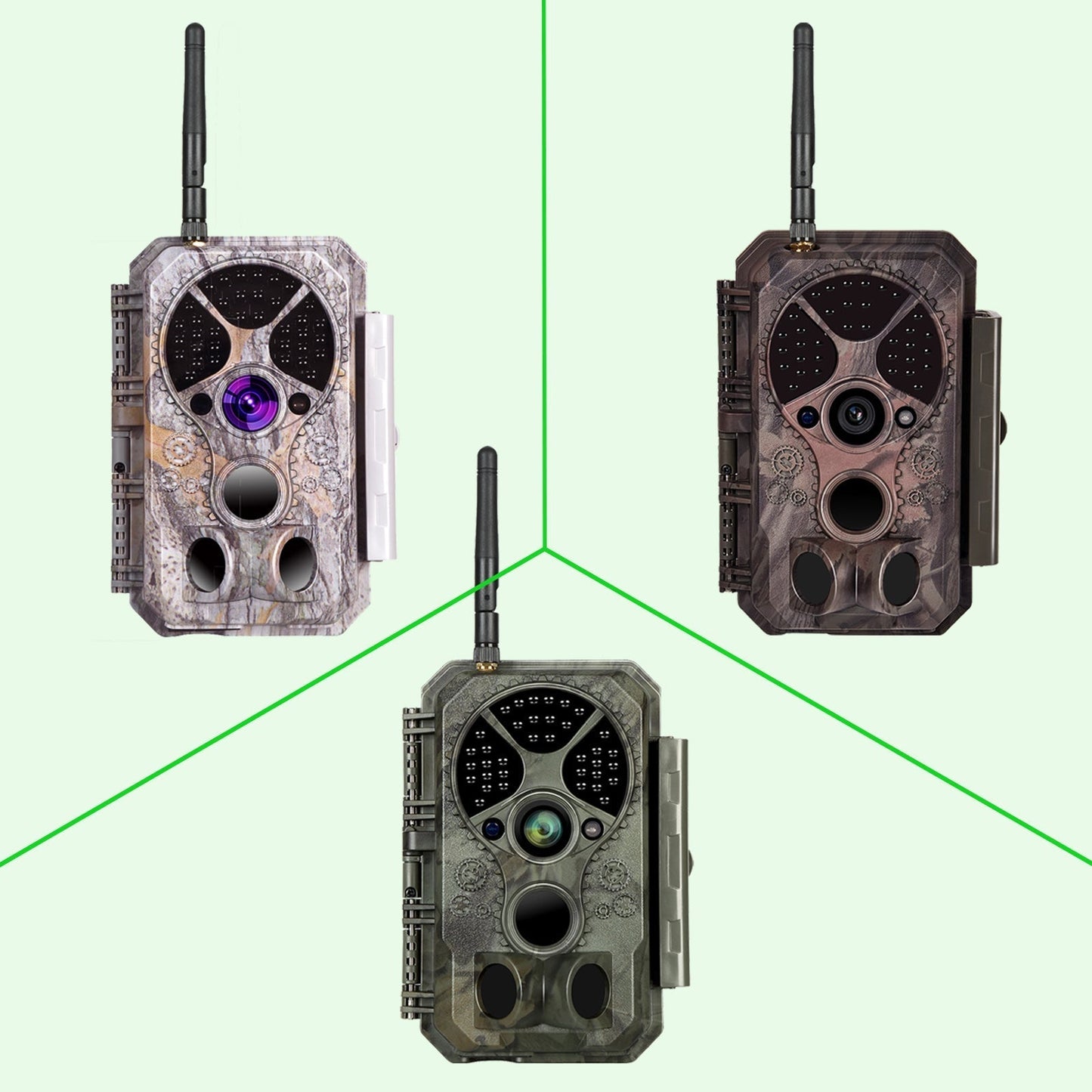 Wireless Bluetooth WIFI Game & Trail Camera 32MP Picture 1296P Video Black Flash Wildlife Cam Night Vision Motion Activated Waterproof | A350W Green