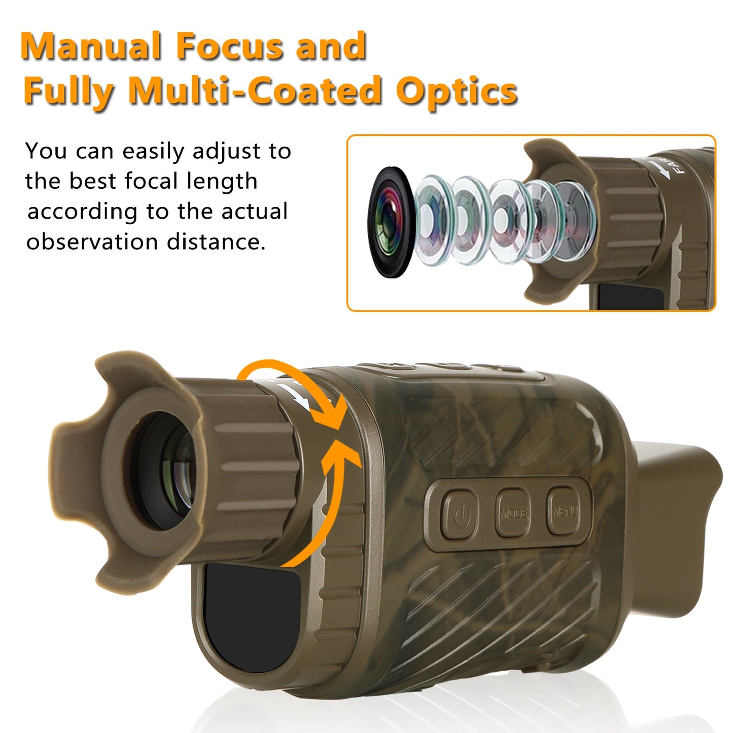 Digital Night Vision Goggles & Monoculars with LCD Screen Tracking up to 200M HD Infrared (IR) with Photo & Video for Spotting, Hunting Wildlife/Brown