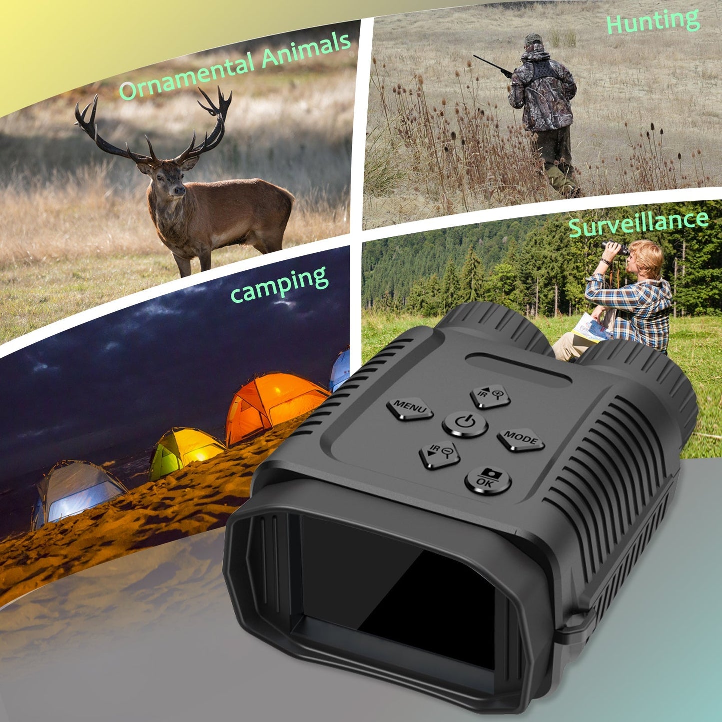 Digital Mini Night Vision Binocular Camera 12MP 1080P Starlight Distance to 300M with 2.4" TFT for Hunting Hiking Camping Climbing