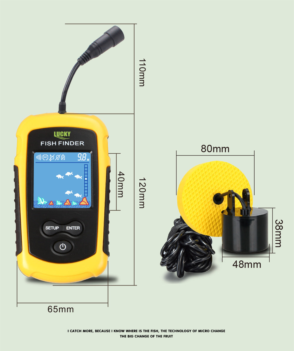 Portable Fish Finder Handheld Fish Finder Fish Location and Water Depth Sonar Sensor LCD Display for Lake/ice/kayak/shore/canoe fishing