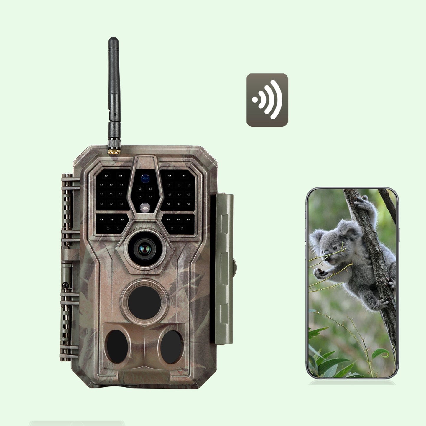 Wireless Bluetooth WildlifeTrail Camera with Night Vision Motion Activated 32MP 1296P Waterproof Stealth Camouflage for Hunting, Home Security | A280W Brown