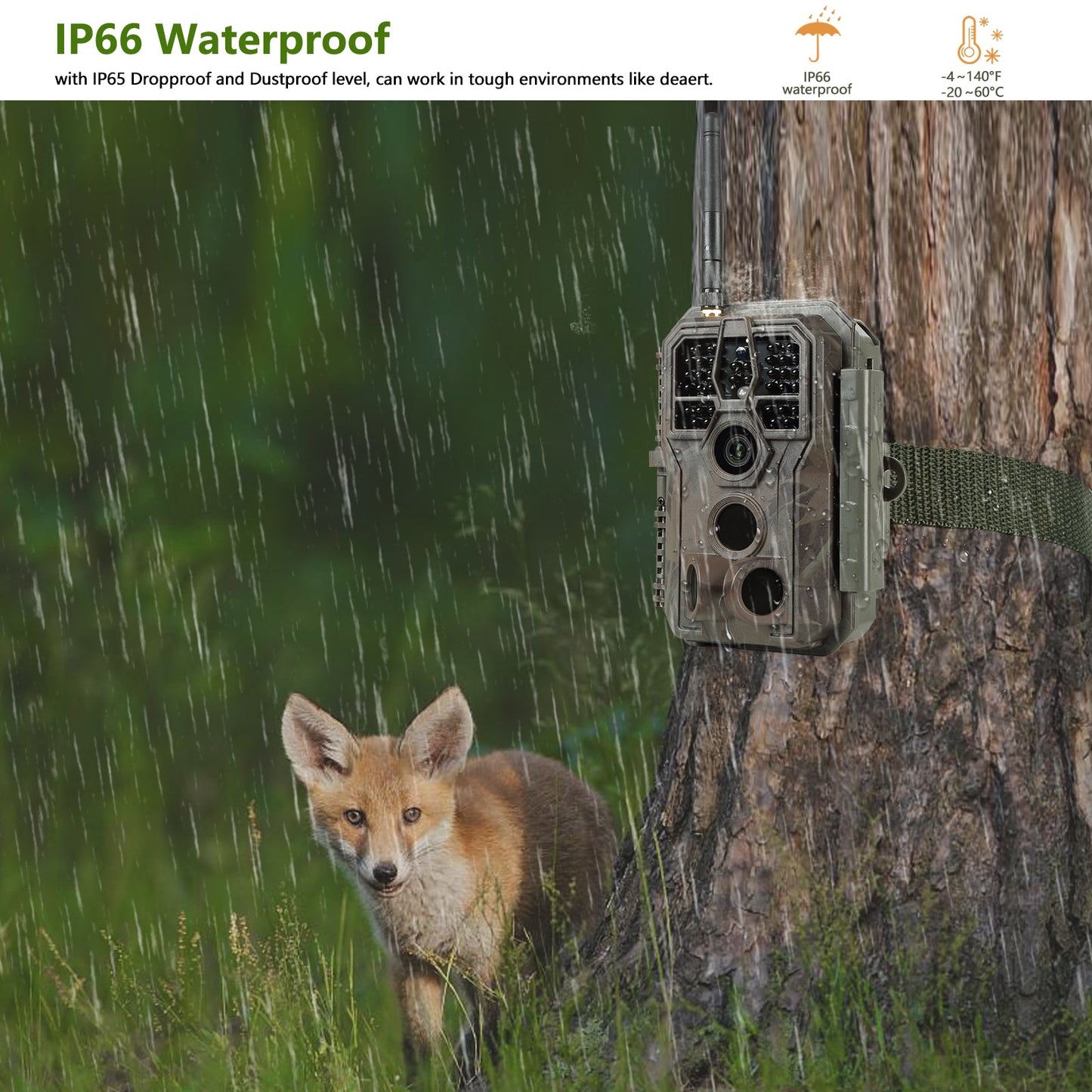 Wireless Bluetooth WildlifeTrail Camera with Night Vision Motion Activated 32MP 1296P Waterproof Stealth Camouflage for Hunting, Home Security | A280W Brown