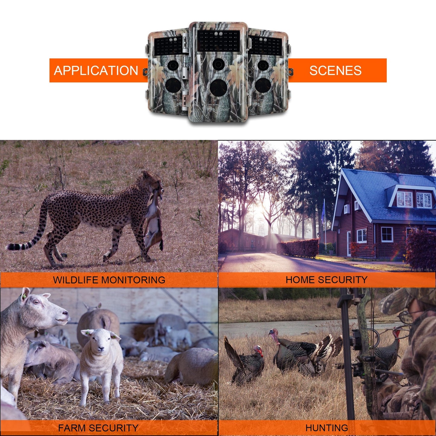 Wildlife Trail Camera with No Glow Night Vision 0.3S Trigger Motion Activated 32MP 1296P IP66 Waterproof for Hunting & home security | A252