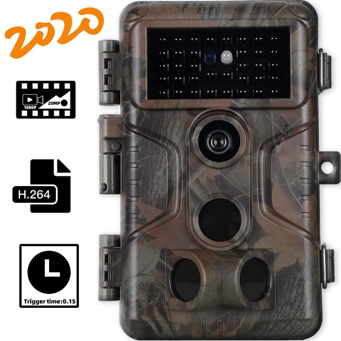 Bundle: Wildlife Trail Camera with Night Vision Motion Activated 0.1S Trigger Speed 24MP 1296P IP66 + SD card reader + 64Gb SD card