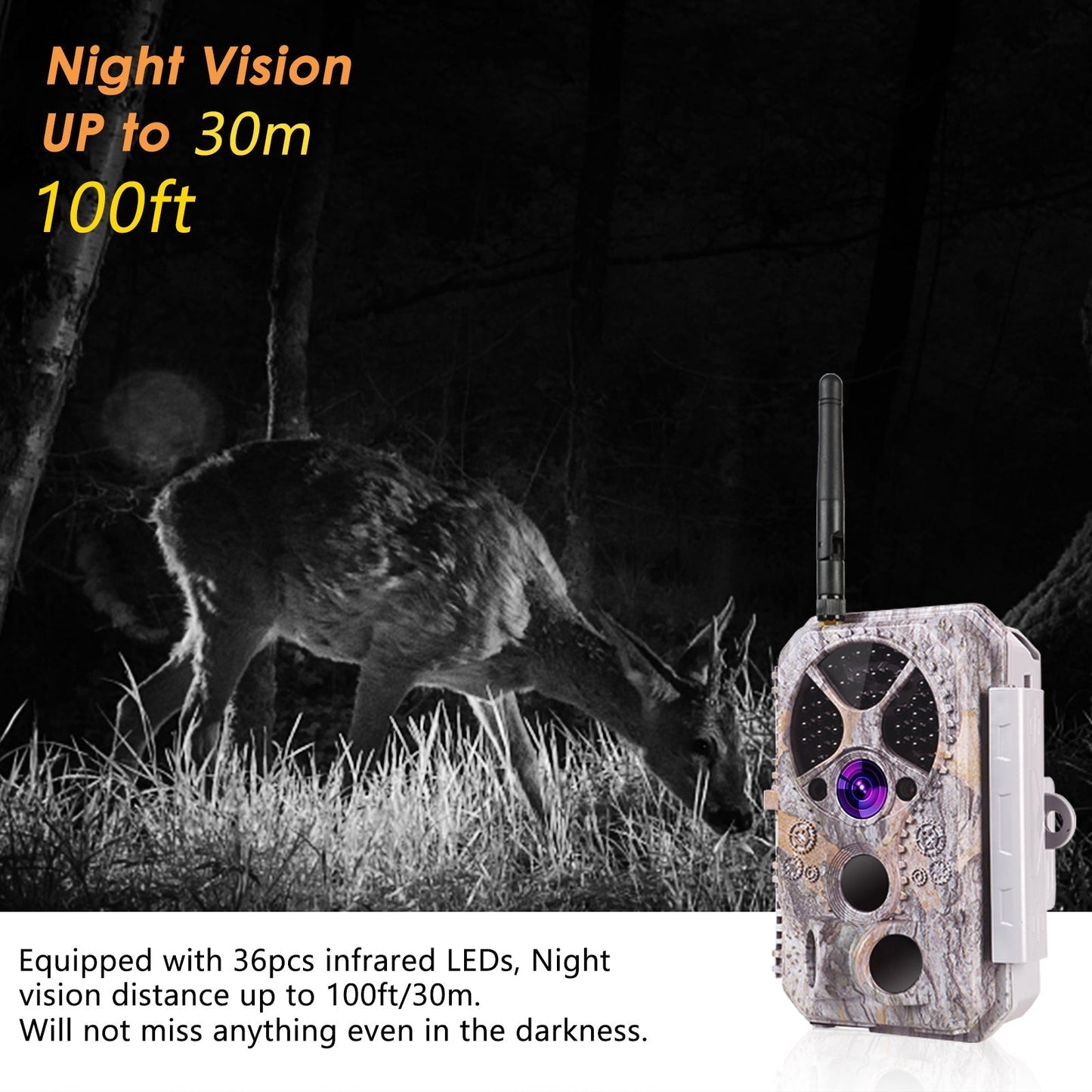 Wireless Bluetooth WIFI Game & Trail Camera 32MP Picture 1296P Video Black Flash Wildlife Cam Night Vision Motion Activated Waterproof | A350W Green