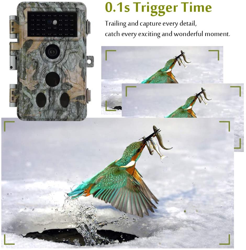 Wildlife Trail Camera with No Glow Night Vision 0.1S Trigger Motion Activated 32MP 1296P IP66 Waterproof for Hunting  | A262