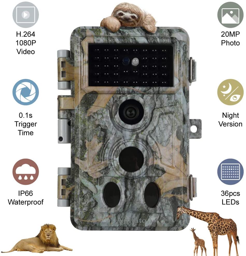 Wildlife Trail Camera with No Glow Night Vision 0.1S Trigger Motion Activated 32MP 1296P IP66 Waterproof for Hunting  | A262