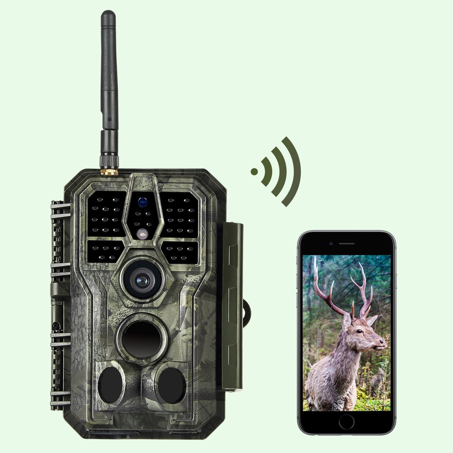 Wireless Bluetooth WiFi Wildlife Trail Camera Night Vision Motion Activated 32MP 1296P Waterproof for Hunting, Home Security | A280W Green