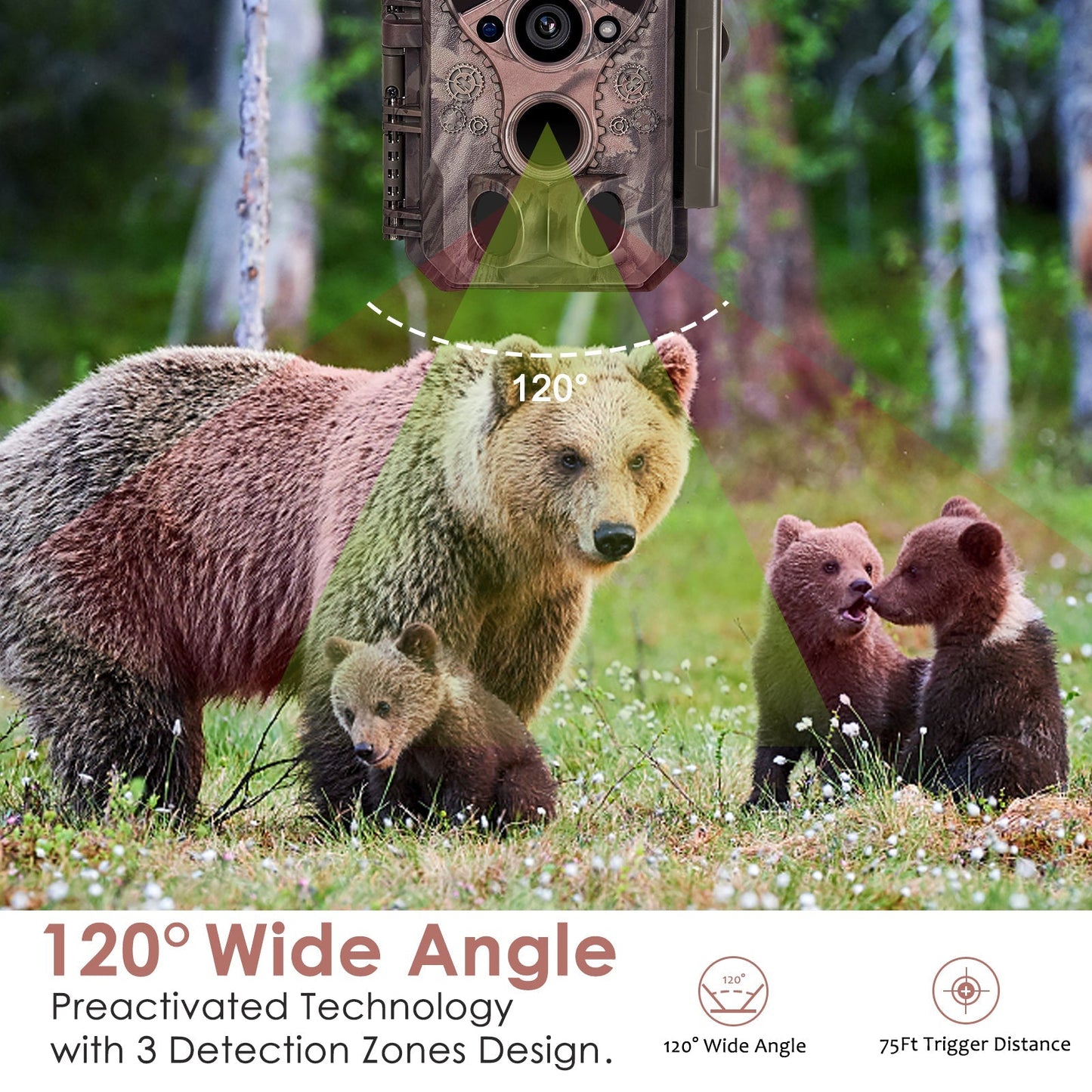 Wireless Bluetooth WIFI Game & Trail Camera Security Camera 32MP Picture 1296P Video Black Flash Wildlife Cam Night Vision Motion Activated Waterproof | A350W Red