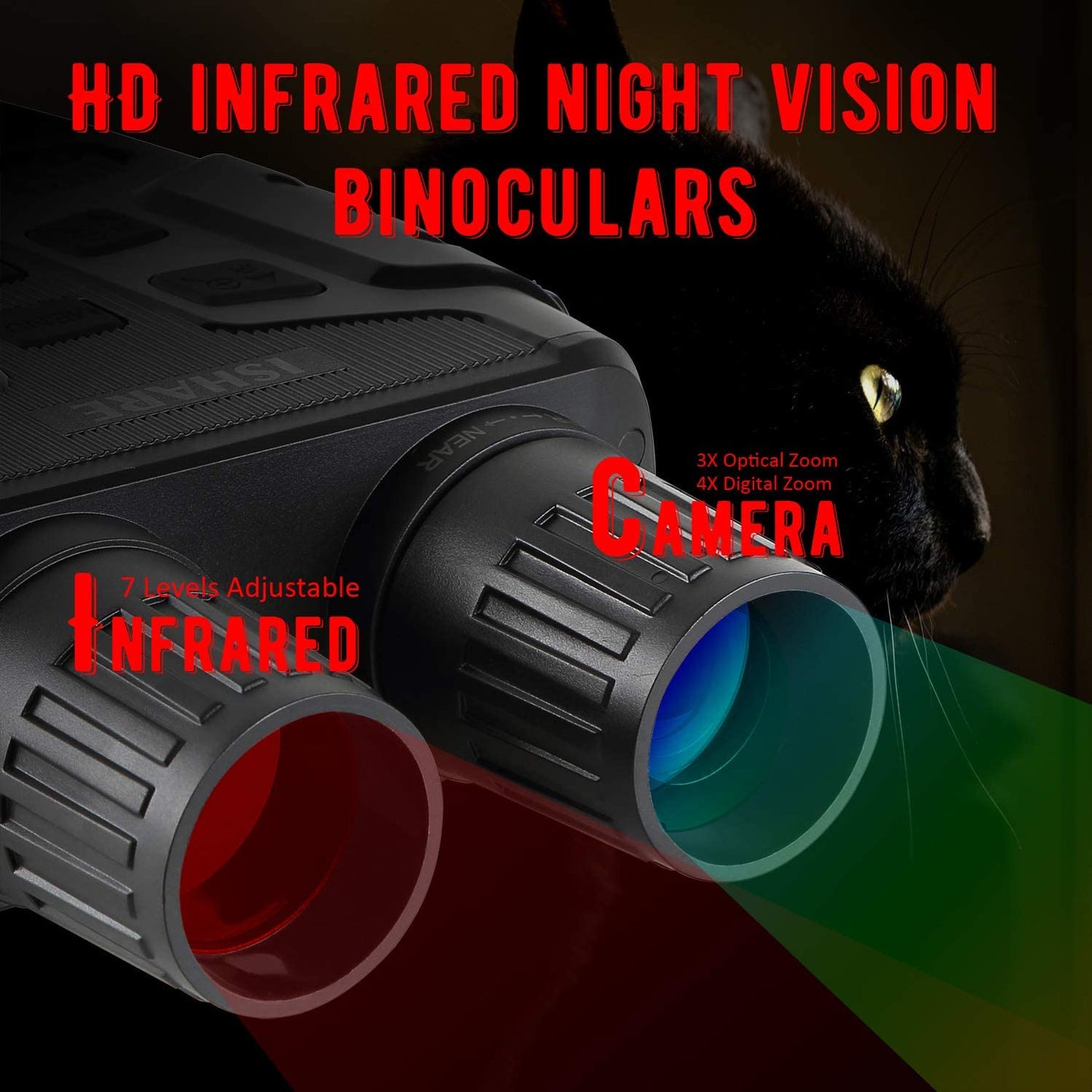 Digital Night Vision Goggles & Binoculars with LCD Screen Tracking up to 300M HD Infrared (IR) with Photo & Video for Spotting, Hunting Wildlife