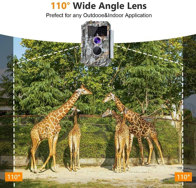 Bundle Wireless WiFi Wildlife Trail Camera with Night Vision Motion Activated 32MP 1296P Waterproof and Solarpanel-Kits 8000mAh | W600