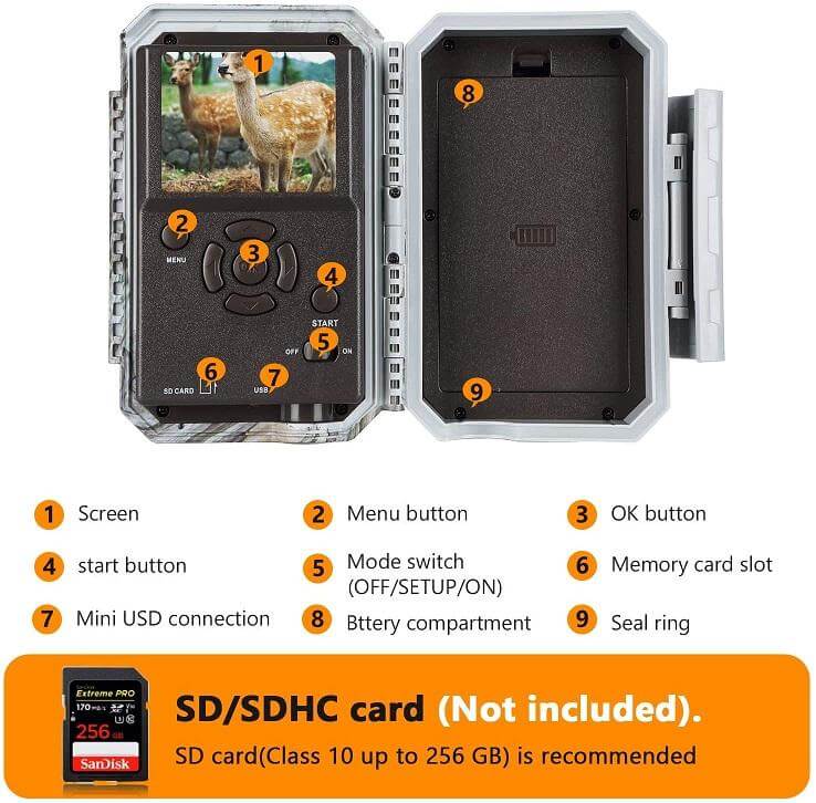 Bundle Wireless WiFi Wildlife Trail Camera with Night Vision Motion Activated 32MP 1296P Waterproof and Solarpanel-Kits 8000mAh | W600