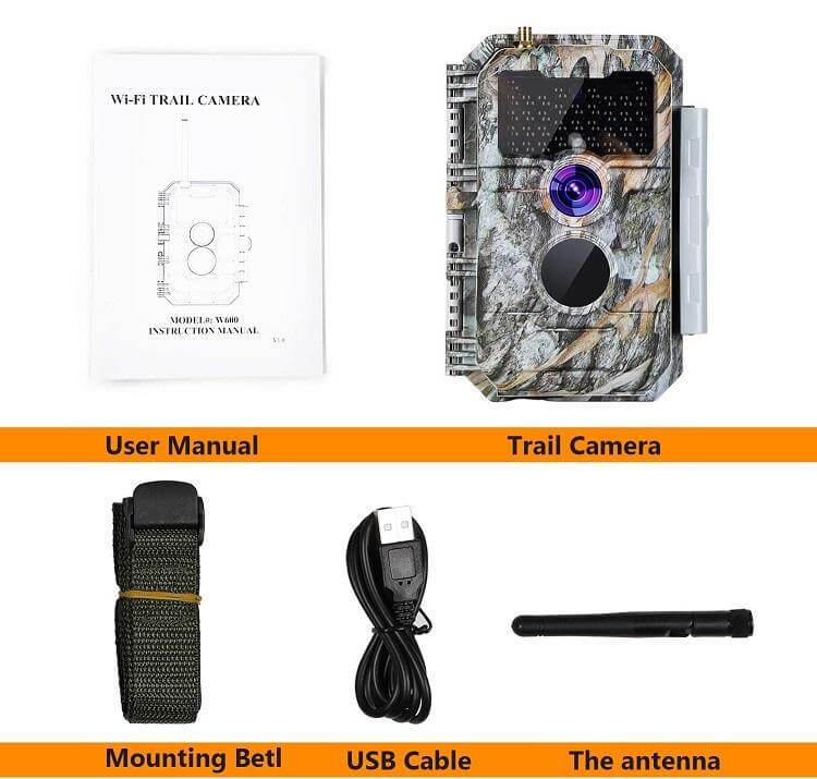 Bundle Wifi Wildlife Camera Trail Camera with Night Vision Motion Activated 0.5S Trigger Speed 32MP 1296P IP66 Waterproof Scouting Cam for & Hunting Wildlife+32GB SD Card