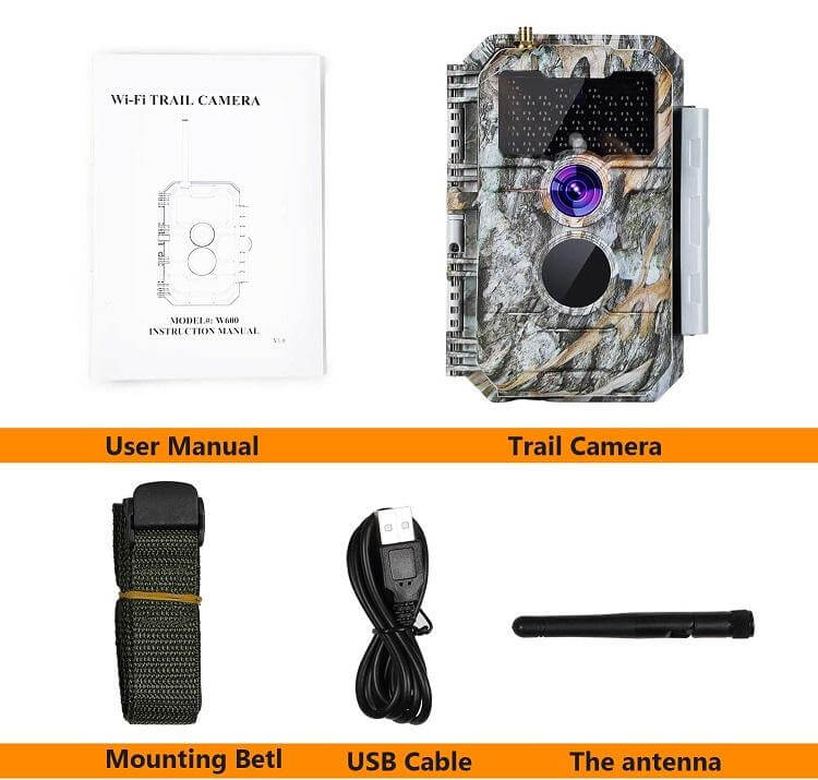 Wireless WiFi Wildlife Trail Camera with Night Vision Motion Activated 32MP 1296P Waterproof Stealth Camouflage for Hunting, Home Security | W600