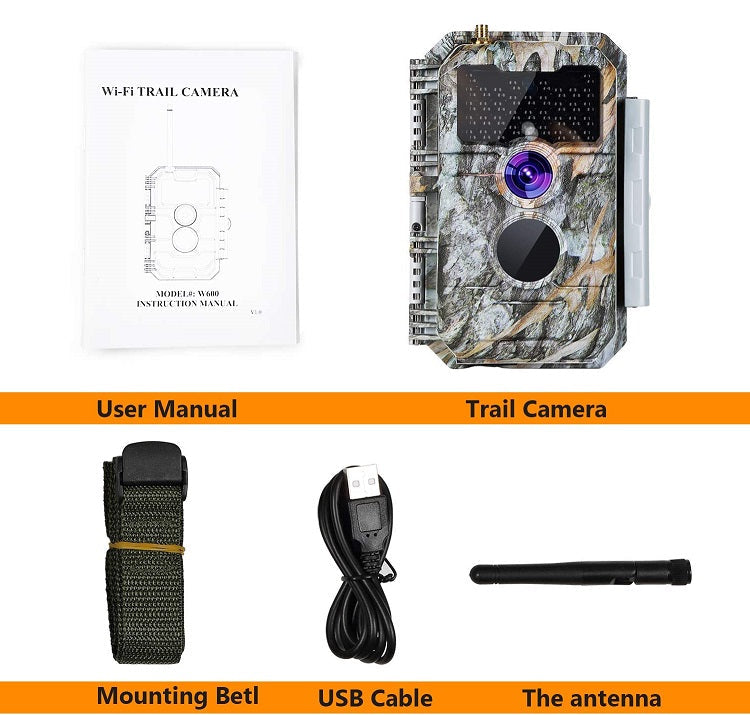 Wireless Bluetooth WiFi Game Trail Deer Camera 32MP 1296P Night Vision No Glow Motion Activated Stealth Camouflage for Wildlife Hunting, Home Security | W600 Brown