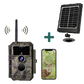 Bundle of Solar Panel and WiFi Game Camera 32MP 1296P Night Vision No Glow Motion Activated for Wildlife Hunting, Home Security | W600 Brown